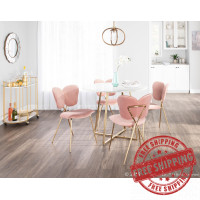Lumisource CH-MADELINE AUPK2 Madeline Contemporary/Glam Chair in Gold Metal and Blush Pink Velvet - Set of 2